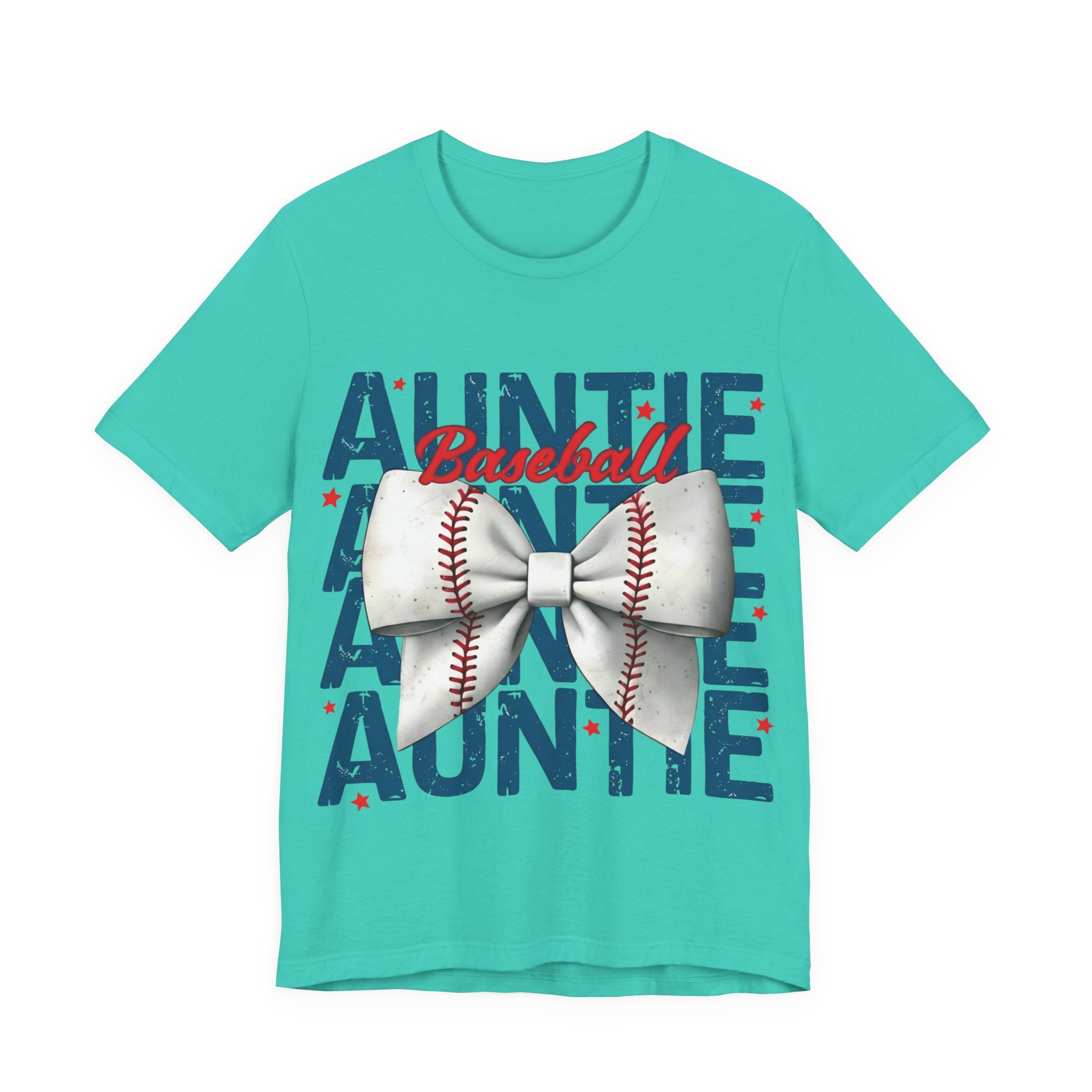 Auntie Baseball Shirt – Baseball Bow Graphic Tee | Bella + Canvas 3001 Unisex T-Shirt