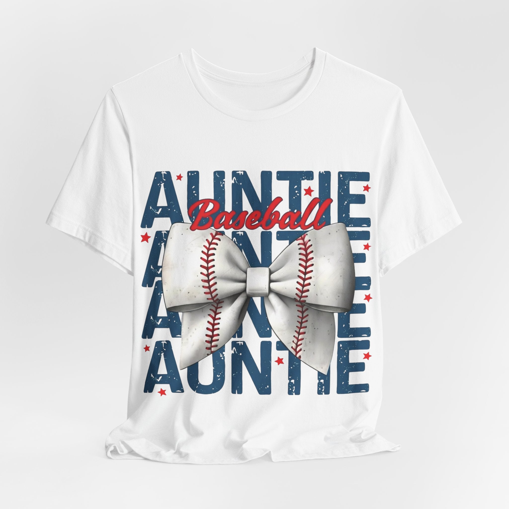Auntie Baseball Shirt – Baseball Bow Graphic Tee | Bella + Canvas 3001 Unisex T-Shirt
