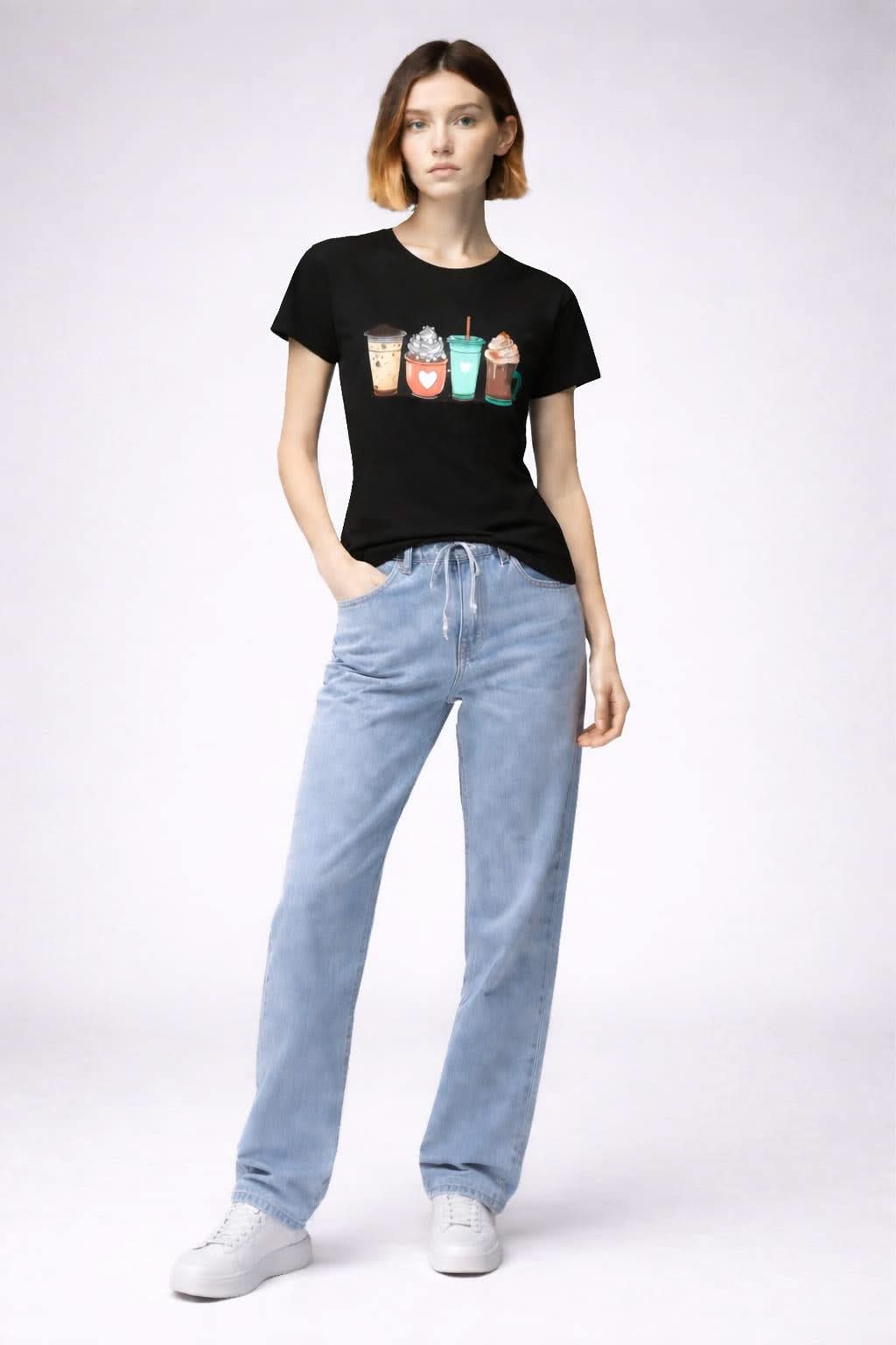 Coffee Lover Graphic Tee – Ladies’ Soft style Fitted T-Shirt