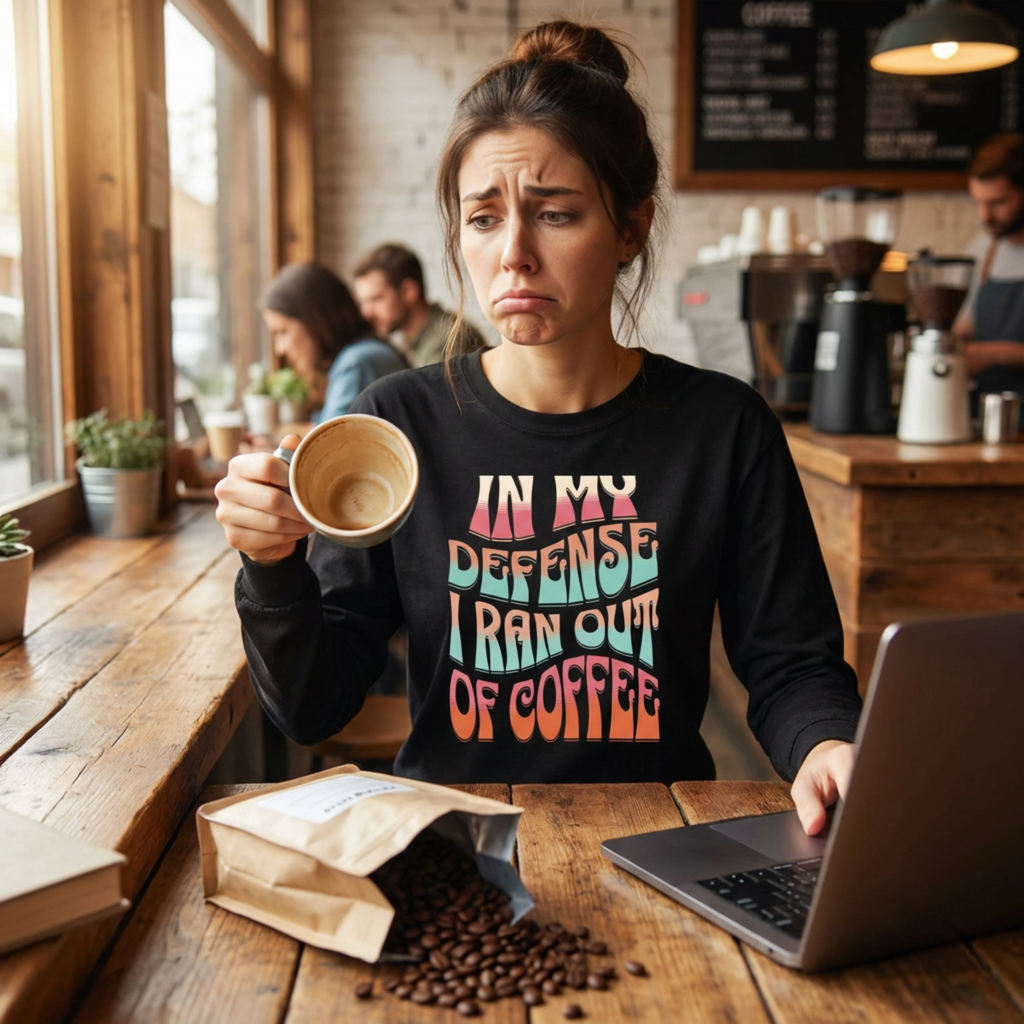 In My Defense I Ran Out of Coffee funny long sleeve shirt for moms