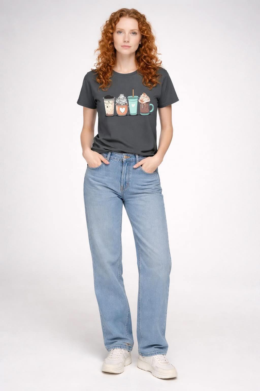 Coffee Lover Graphic Tee – Ladies’ Soft style Fitted T-Shirt