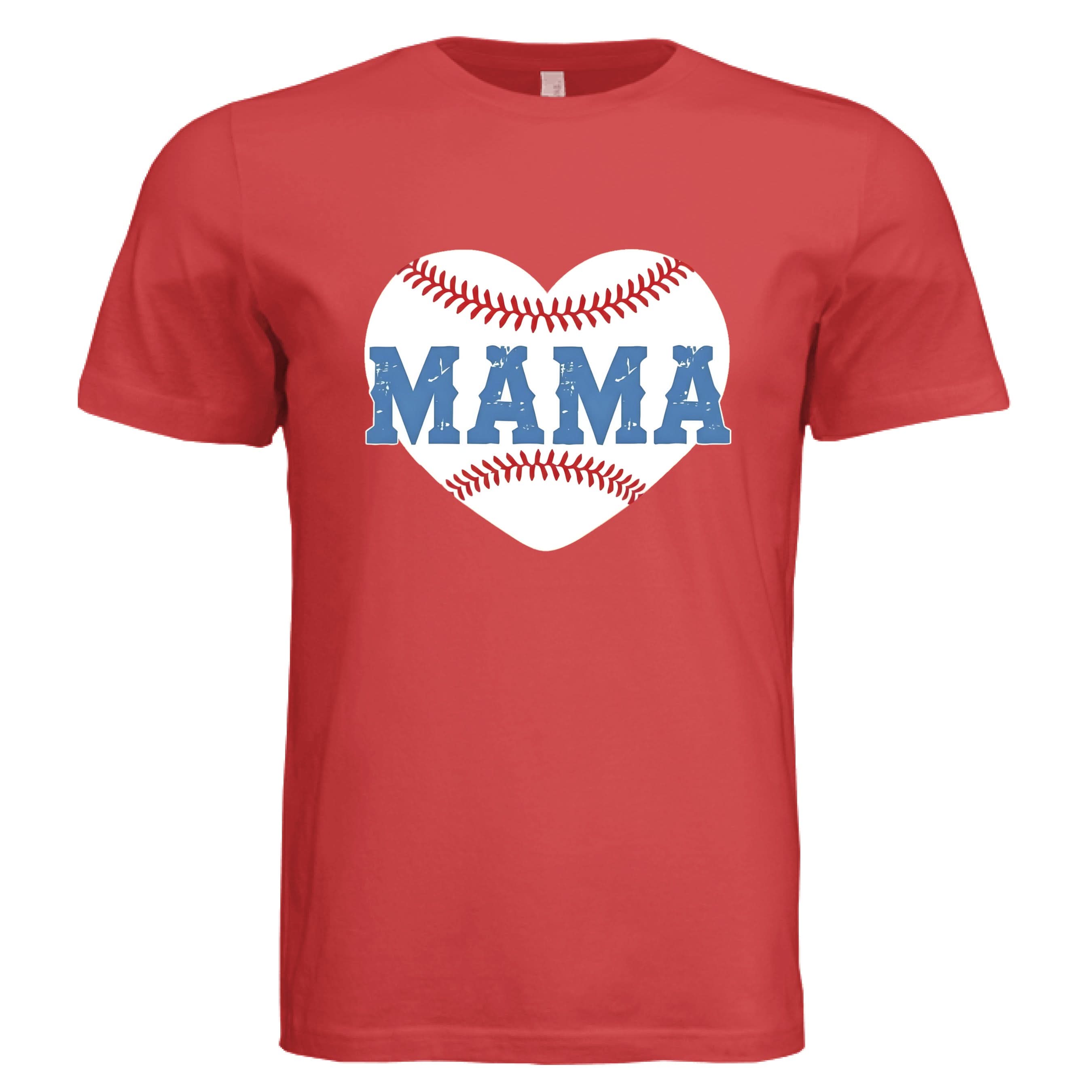 Baseball Mama Heart T-Shirt in Red with vintage distressed design