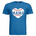 Baseball Mama Heart T-Shirt in Royal Blue with vintage distressed design